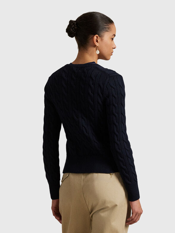 Cable knit cotton crew neck cardigan - 3