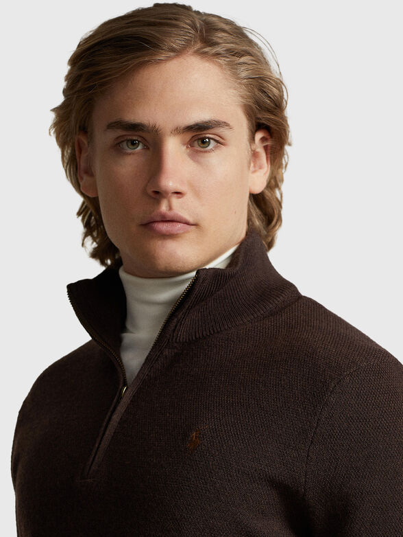 Wool sweater with zip  - 4