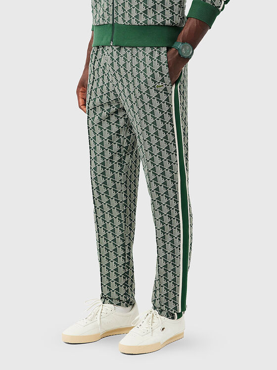 Brown sports trouser with monogram print - 1