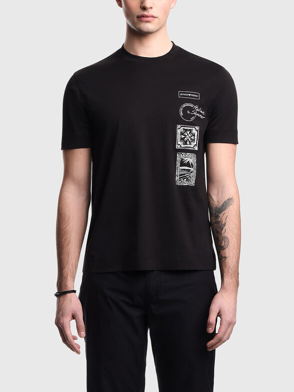 Cotton T-shirt with a round neckline - 1