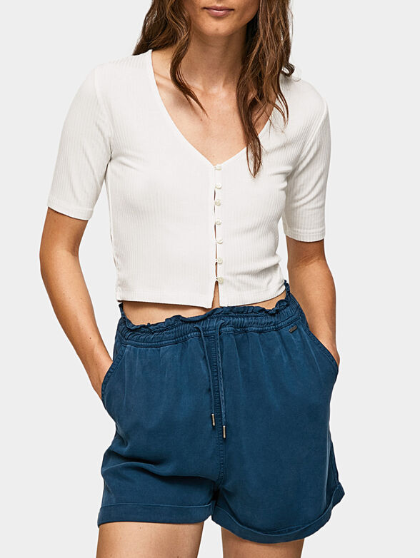 MEADOW white blouse with short sleeves and buttons - 1