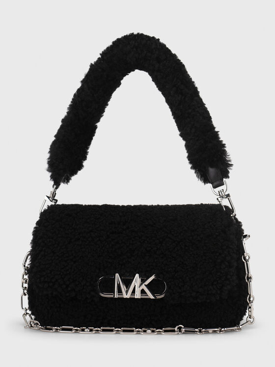 Черна чанта с метален лого детайл - 1