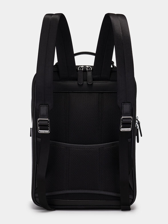 Black backpack with monogram logo print and pocket - 2