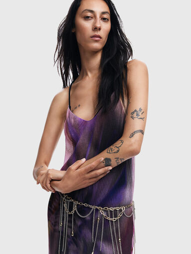 Pleated dress with floral print - 4