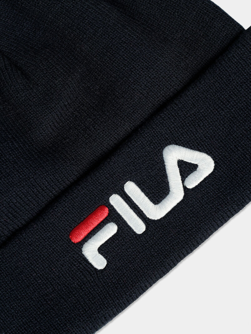 Black unisex beanie with logo embroidery - 3
