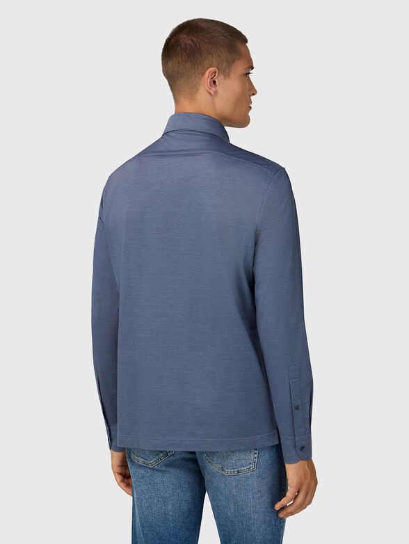 Blue cotton blend polo shirt - 3