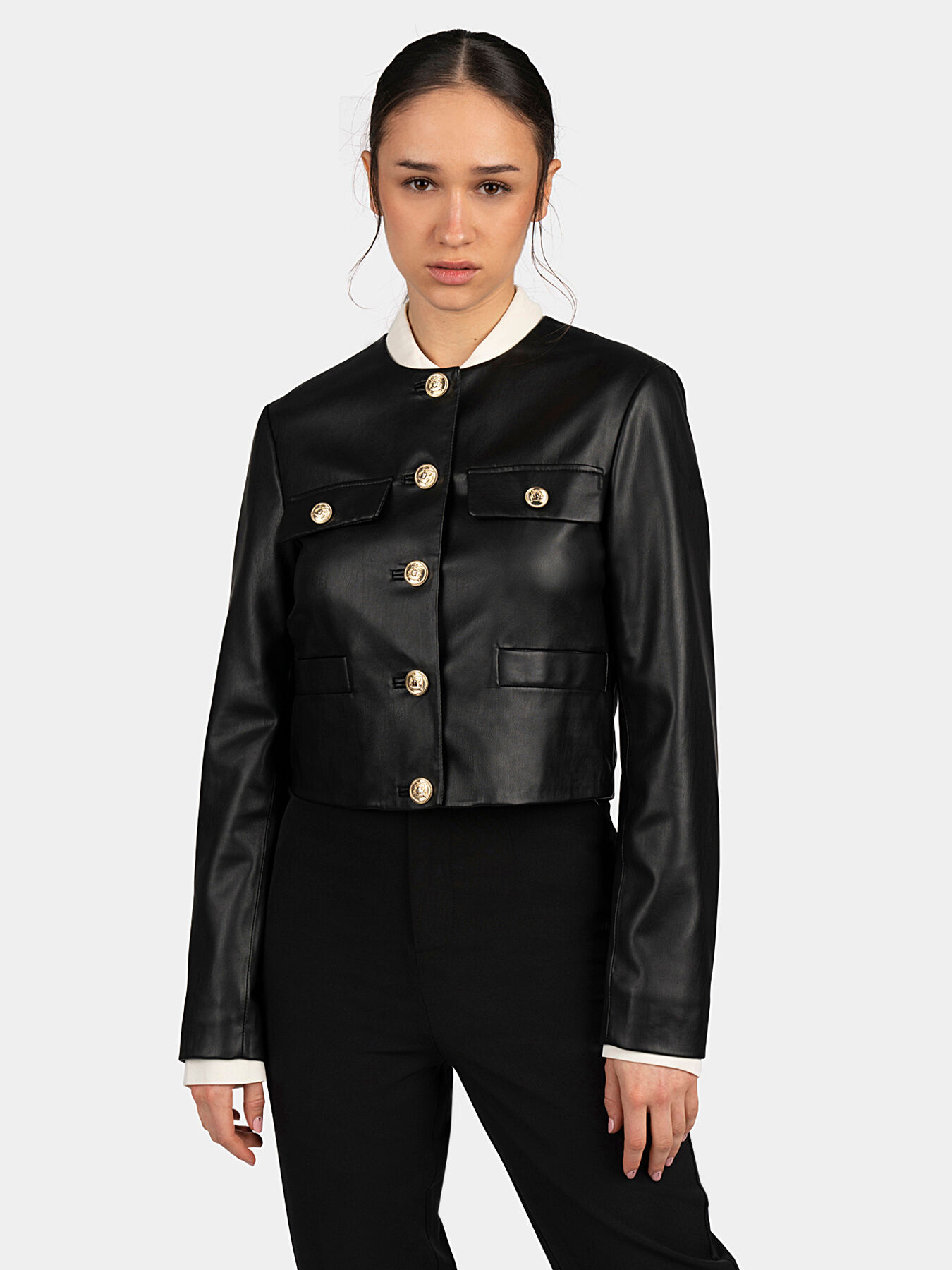 Eco leather jacket with golden buttons brand TRUSSARDI