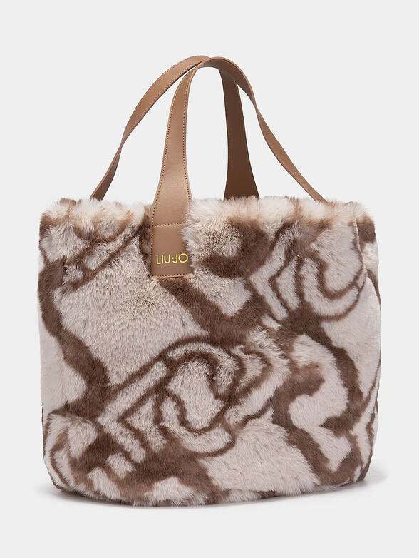 Handbag with fluffy faux fur - 3