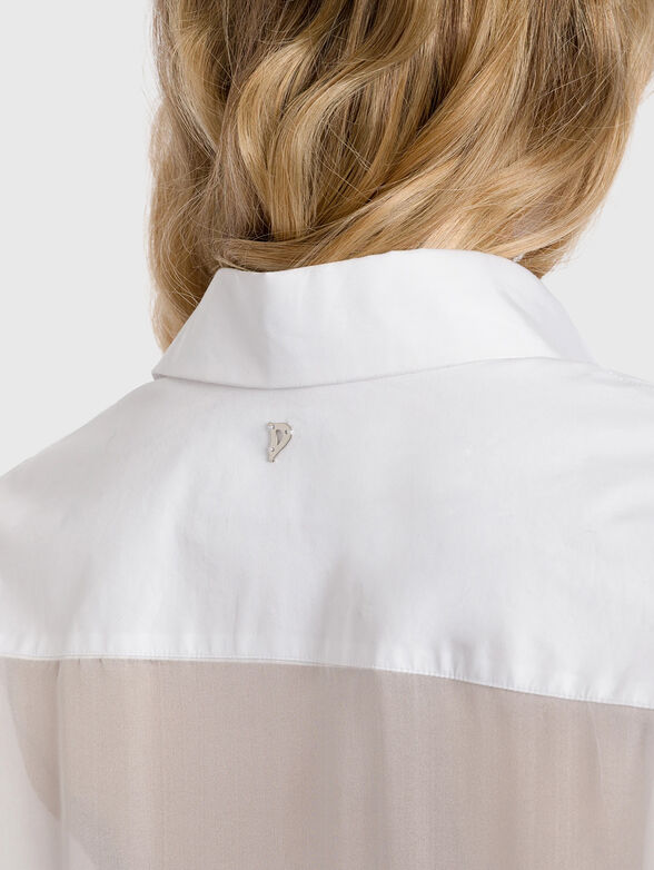 Oversized gabardine shirt with accent back - 4