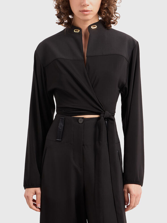 Cropped wool blend blouse - 1