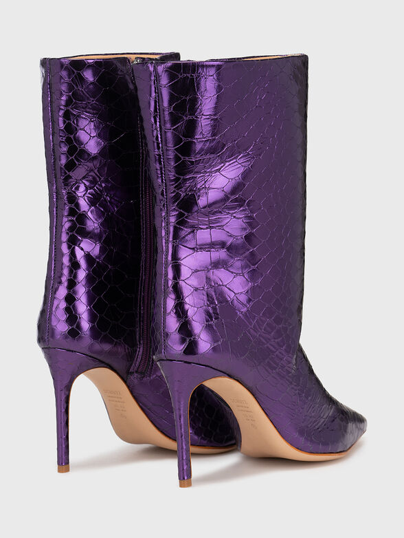 Purple leather ankle boots with metallic effect - 3