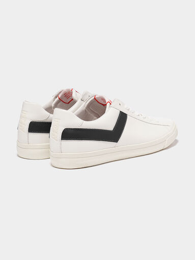TOP STAR White unisex sneakers with black stripe - 4