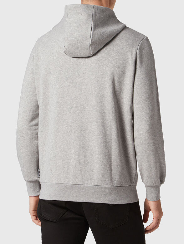 Cotton blend sweatshirt with zip and hood - 3