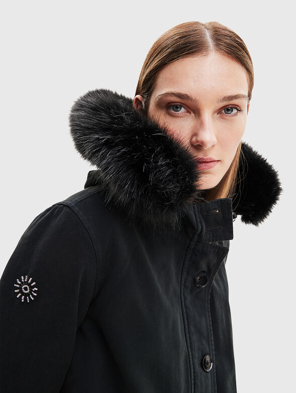 Embroidered hooded parka - 4