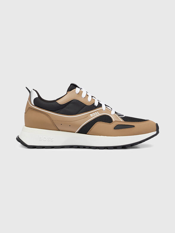 Beige sneakers with black elements - 1