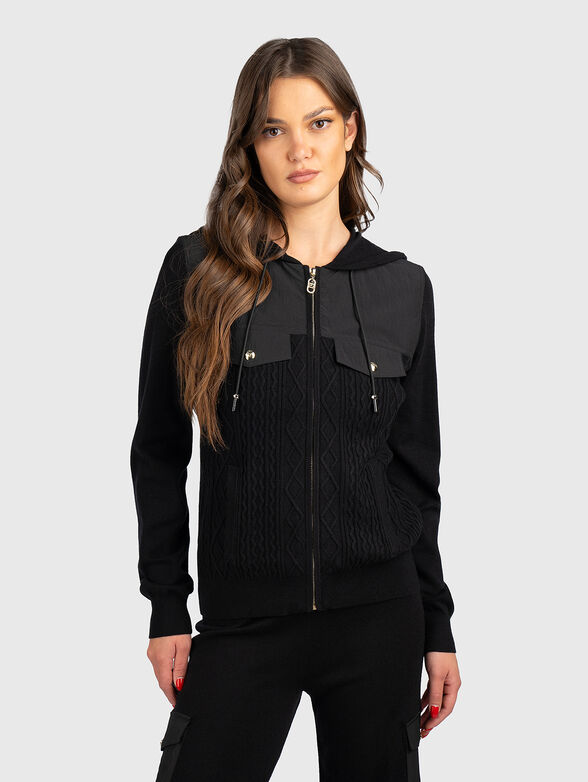 Cardigan with contrasting textures  - 1