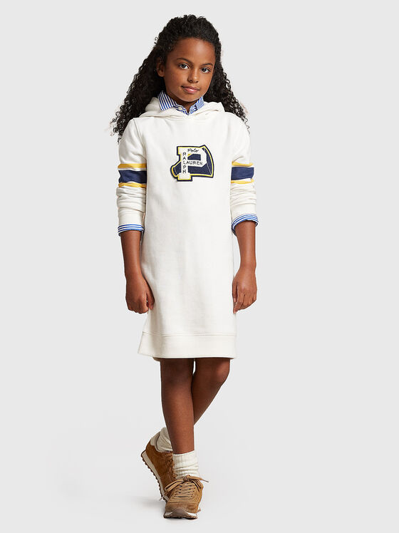 Sweatshirt dress with hood and patch - 1