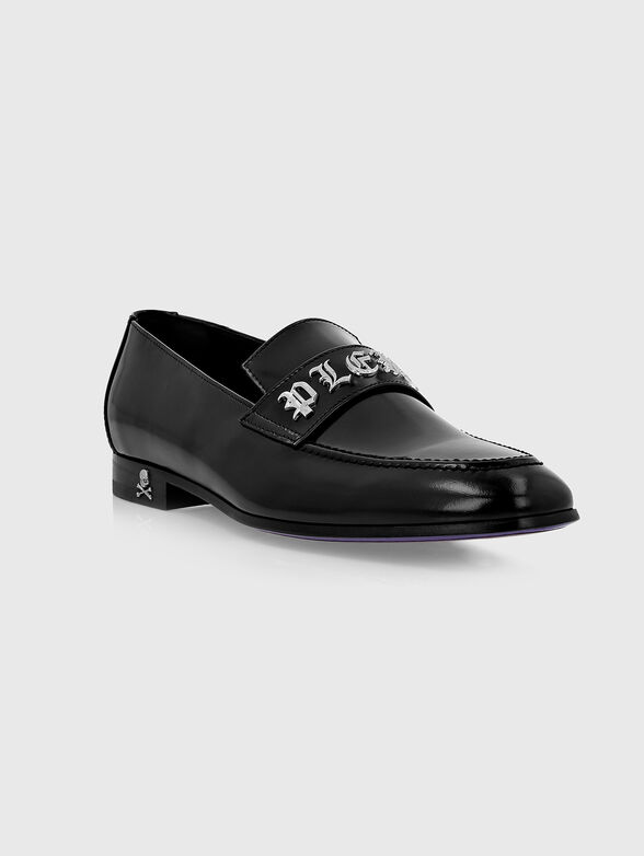 Leather loafers with gothic logo accent - 2
