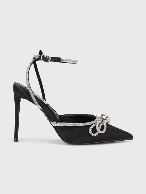 VIABLE black satin sandals with rhinestones - 1