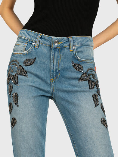 Slim jeans with beads and rhinestones - 2