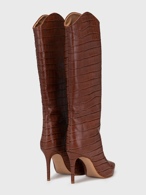 MARYANA black leather boots with croc texture - 3
