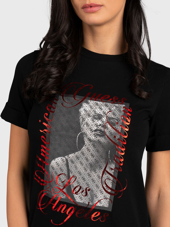 BELLAVITA black cotton T-shirt with print - 4