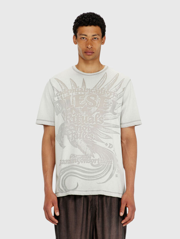Light gray T-shirt with a round neckline - 1