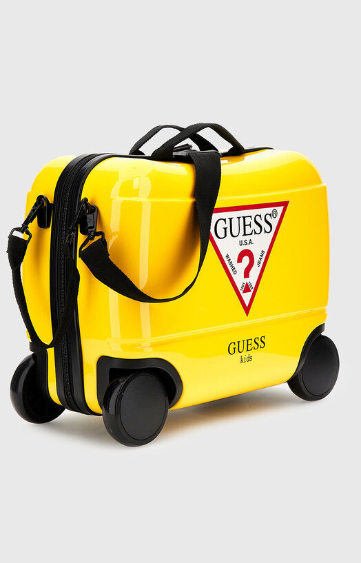 Black trolley suitcase with logo detail brand GUESS