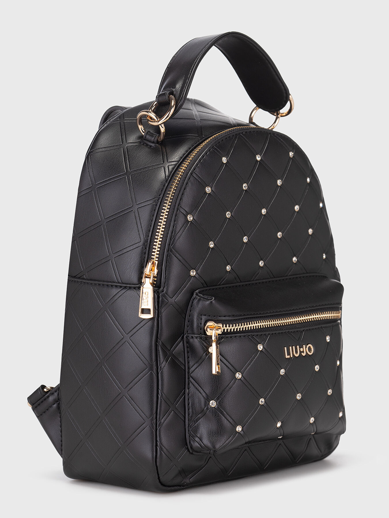 Crystal embellished backpack in beige brand LIU JO
