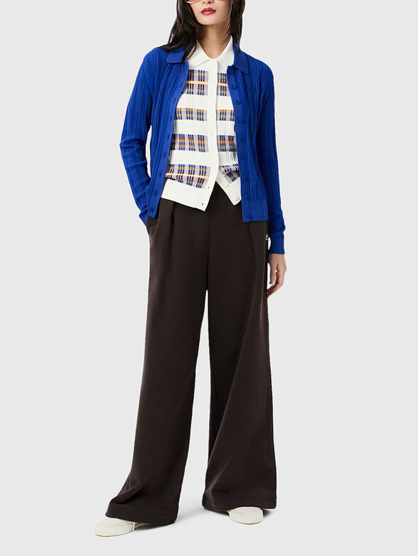 Ribbed knit polo collar sweater - 2