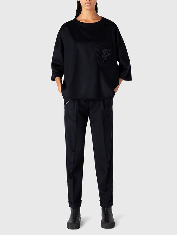 High waist trousers in dark blue - 4