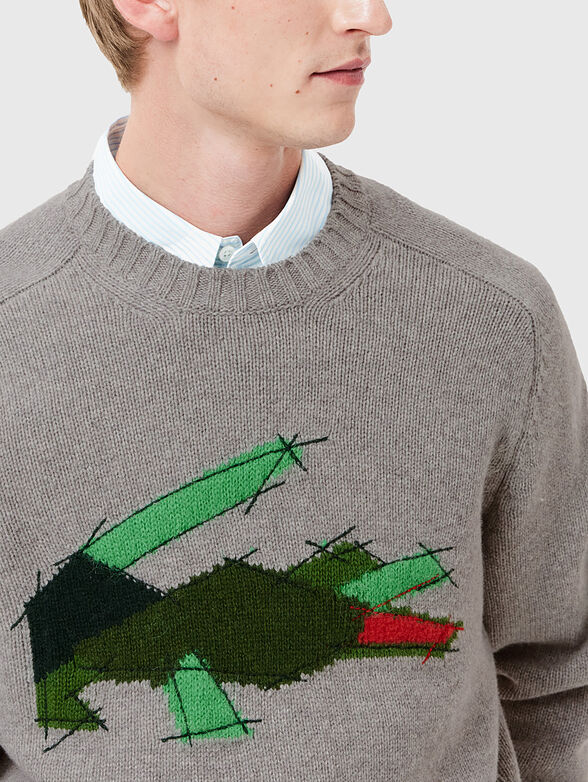 Sweater with oval neckline and logo accent - 4