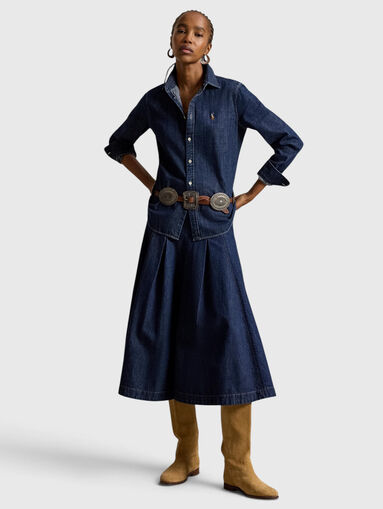 Pleated denim skirt - 5