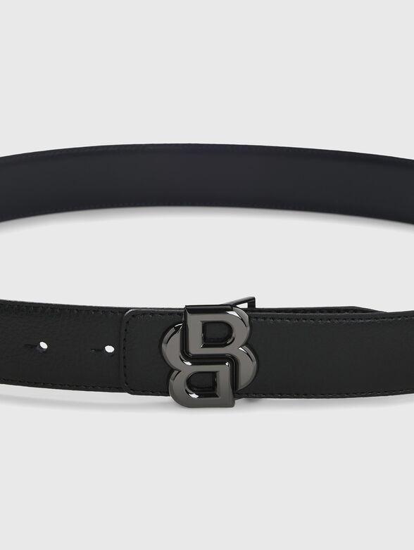 Leather belt with logo buckle - 4