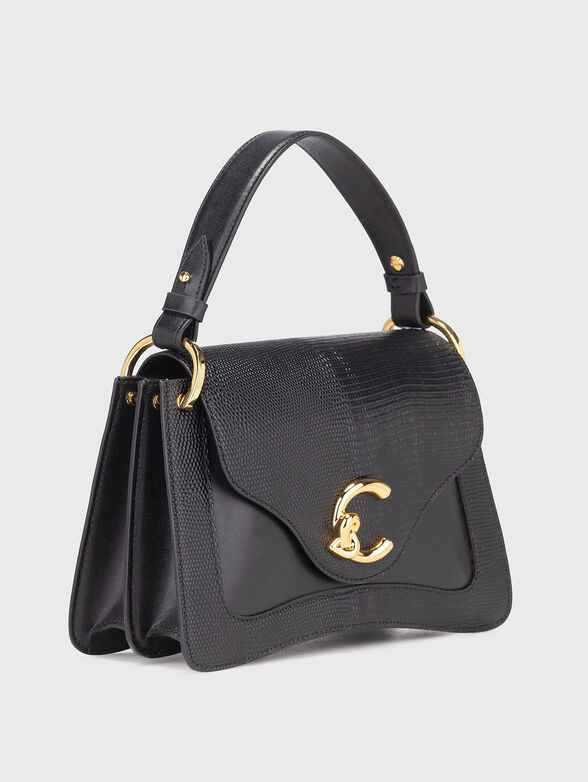 Leather bag with long strap and logo - 4