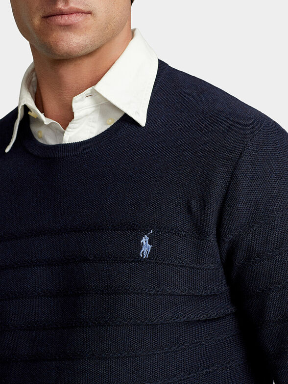 Round neck cotton sweater   - 4