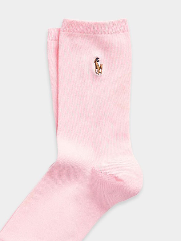 Pink socks with logo embroidery - 2