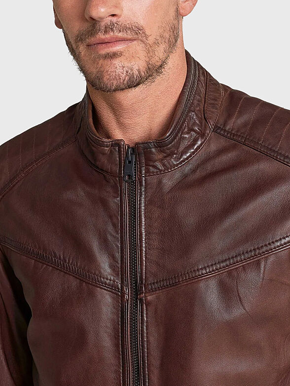 Leather jacket in brown color - 4