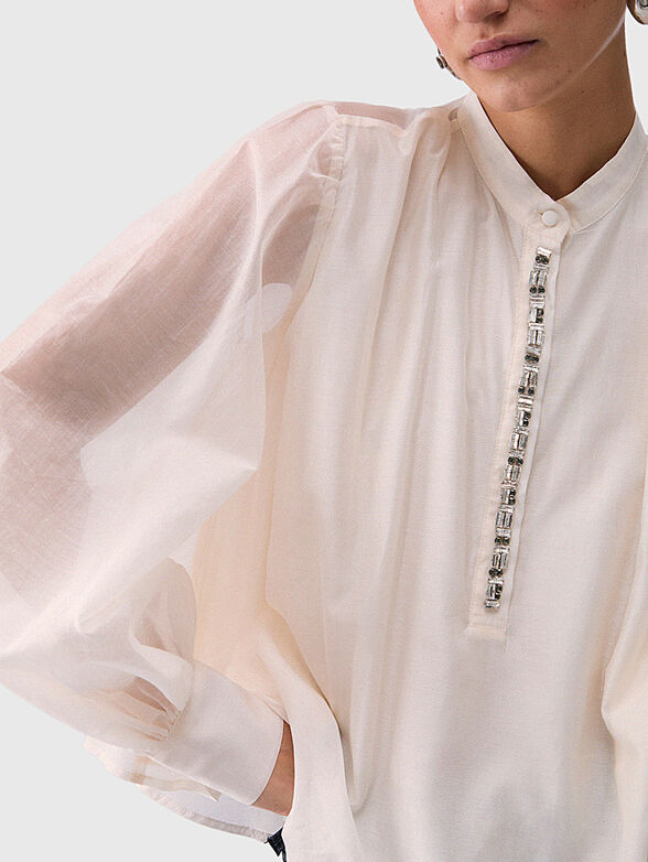 Black blouse with embroidered crystals - 4