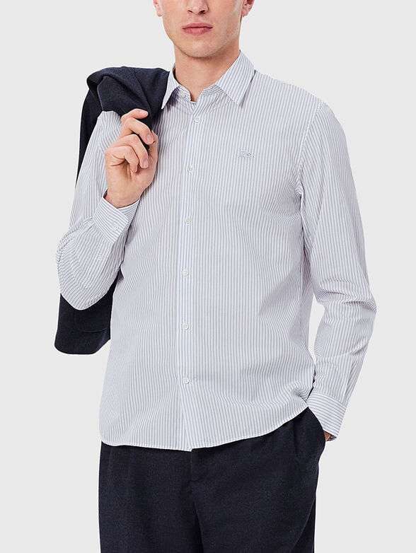 Striped cotton shirt with logo - 1