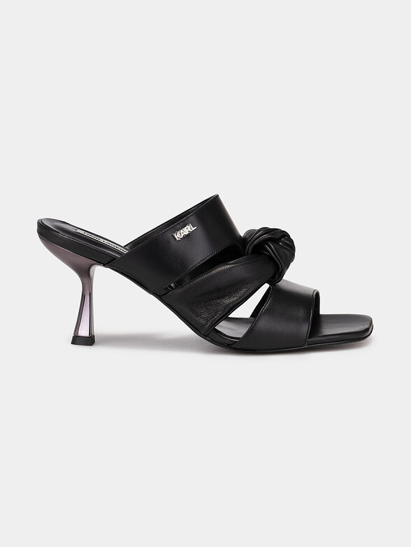 Black leather heeled sandals PANACHE - 1