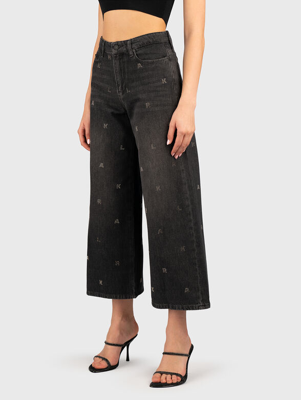 Jeans with wide legs and rhinestones - 1