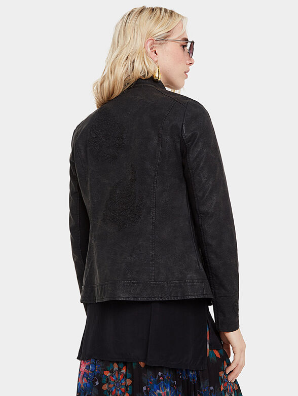 Biker jacket with embroidery and removable collar - 6