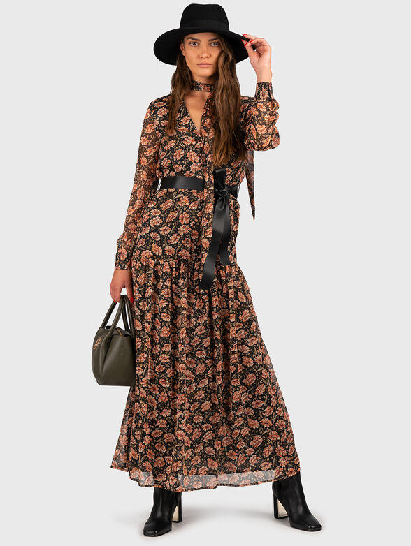 Dress with long sleeve and floral print - 1