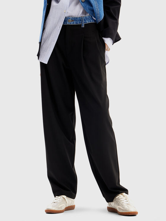 Black trousers with denim detail  - 1