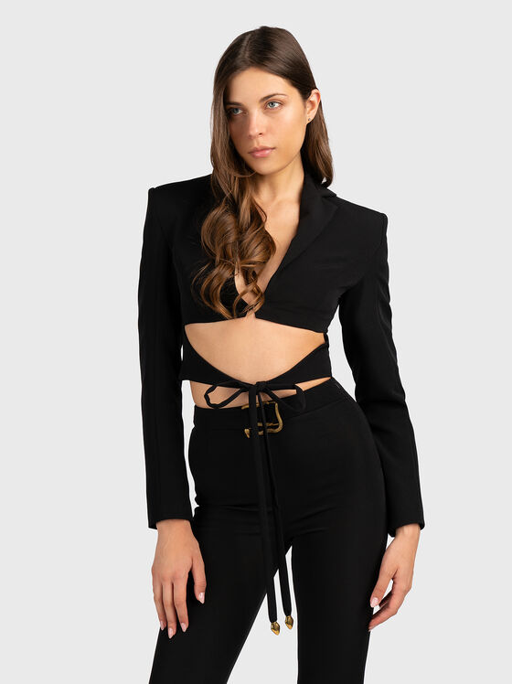 Short jacket with cut-out element and ties - 1
