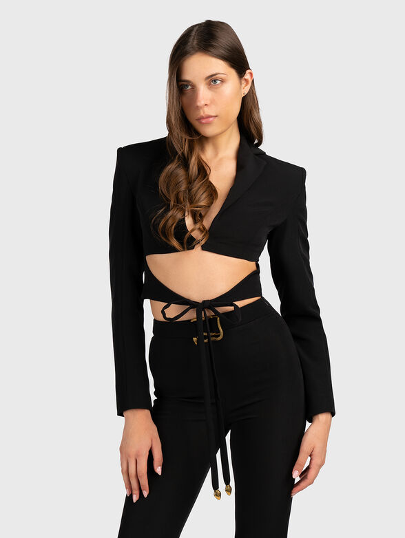 Short jacket with cut-out element and ties - 1