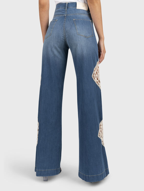 Wide leg jeans with lace inserts - 2