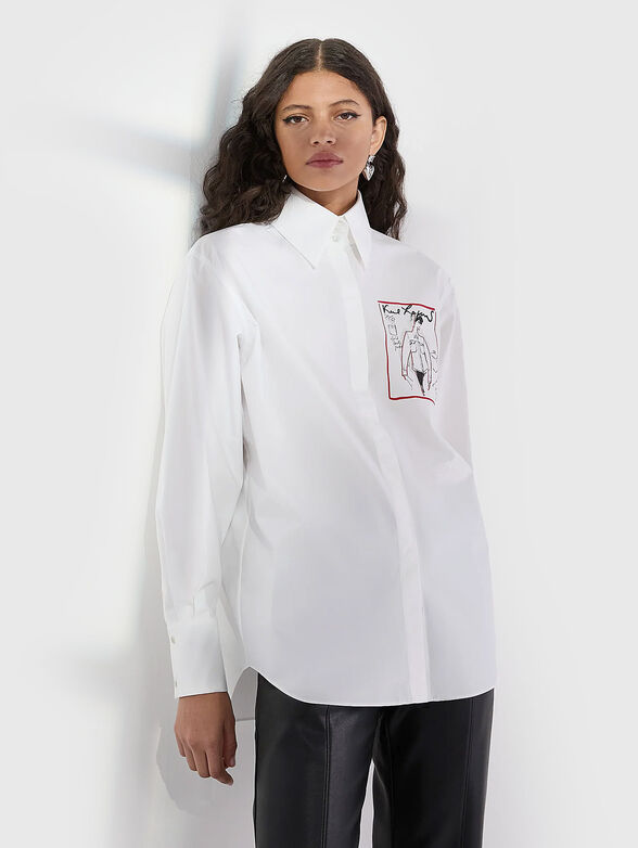 Long sleeved cotton shirt with accent back - 1