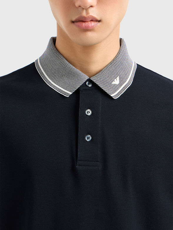 Piqué polo shirt with piped collar - 4